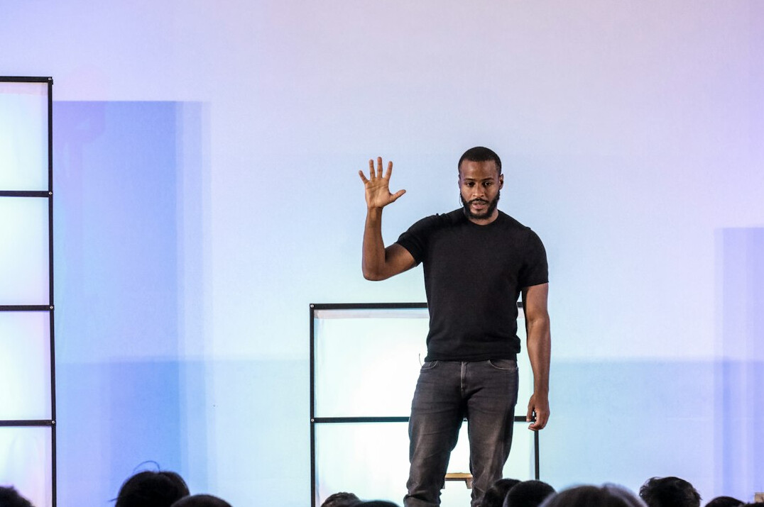 person presenting ideas to audience